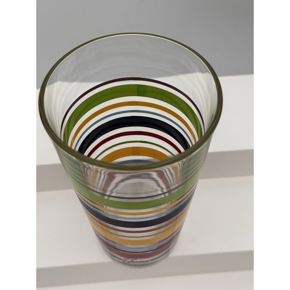 Libbey Fiestaware Tumblers Fiesta Stripes Mambo Drinking Glass 16oz Retired 4 Pc - Picture 9 of 12
